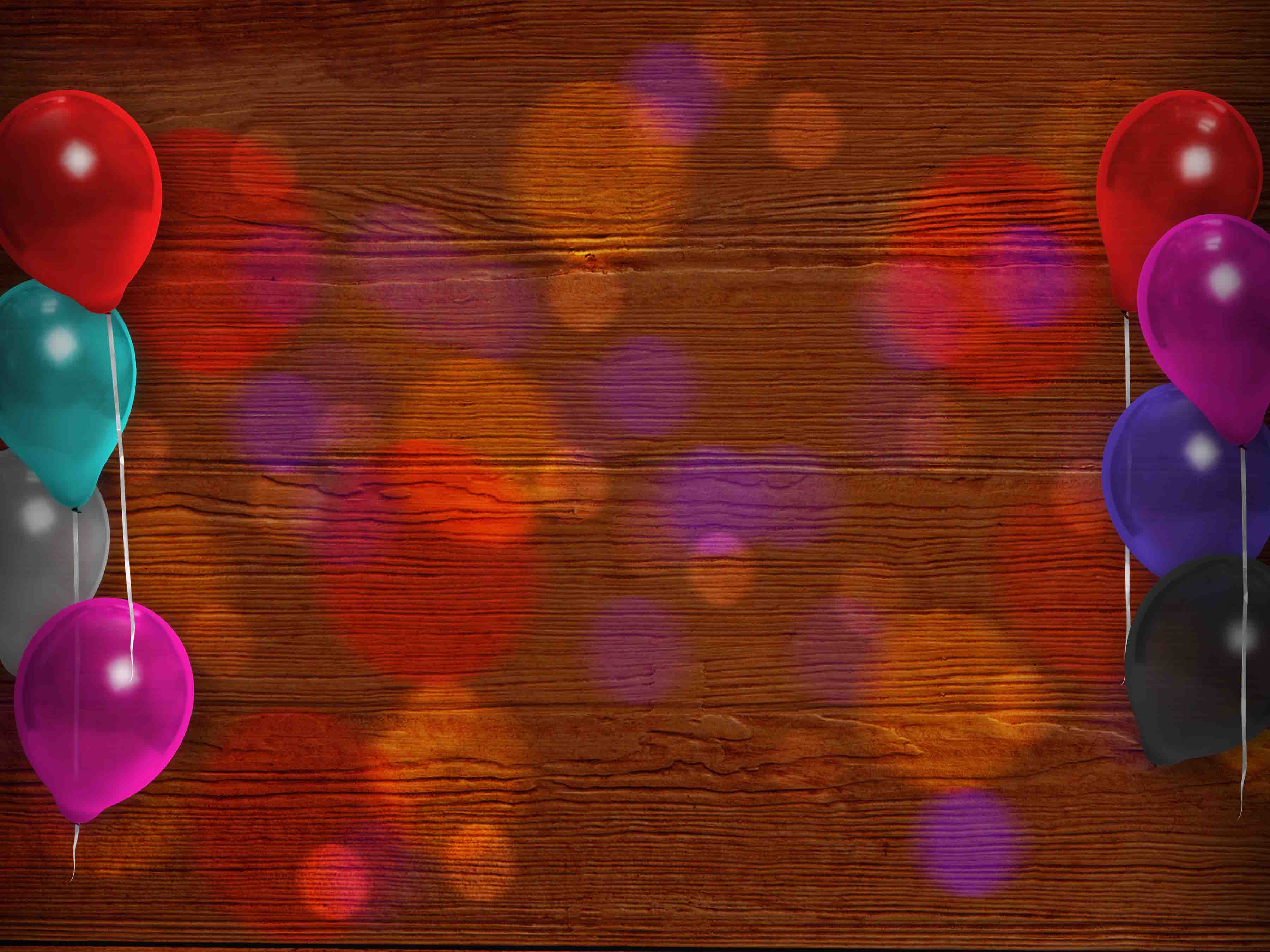 Wood background with balloons