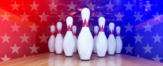 Bowling Pins with an American flag background