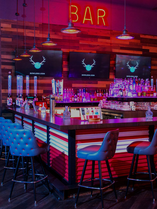 Bar area with neon lighting