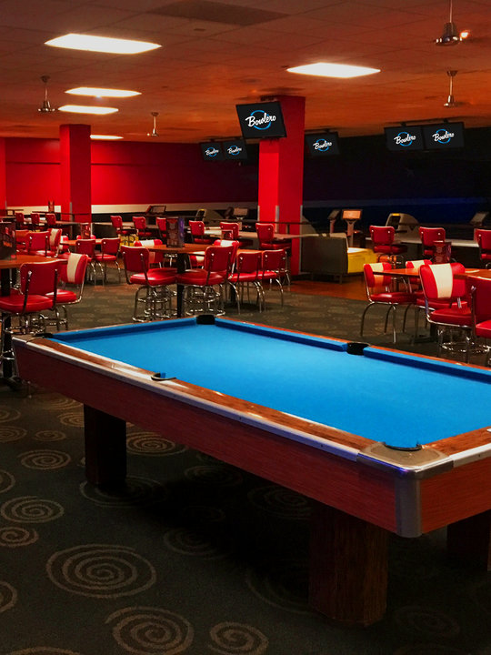 Blue billiards tables