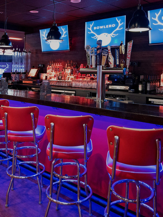 Bar area with neon lighting
