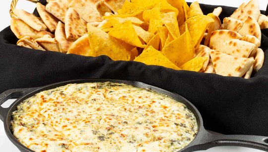 Artichoke Dip with Chips and Pita 