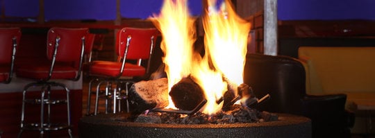 indoor firepit in use